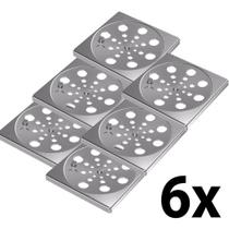Kit 6 Grelha Quadrada Rotativa Inox 10cm Central Kit 6 Grelha Quadrada Rotativa Inox 10cm Central