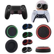 Kit 6 Grip Capa Protetor Analógico de Videogame Silicone Premiun Diversos Modelos Borda Color