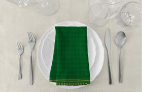 Kit 6 Guardanapos De Tecido Oxford Natal verde e dourado