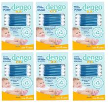 Kit 6 Hastes Cotonete Bebes Recem Nascido Dengo Baby C/48