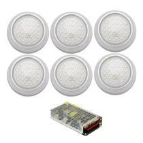 Kit 6 Hiper Led 15W Inox Azul Frente Baixa e Fonte 10A Kit 6 Hiper Led 15W Inox Azul Frente Baixa e Fonte 10A