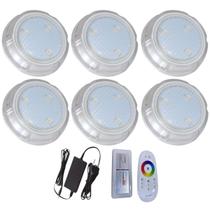 Kit 6 Hiper Led 6W RGB Policarbonato Piscina De Alvenaria