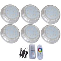 Kit 6 Hiper LED Piscina 9W RGB Policarbonato Controle Fonte Kit 6 Hiper LED Piscina 9W RGB Policarbonato Controle Fonte