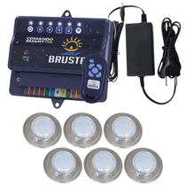 Kit 6 hiper led rgb 6w + central de comando brustec