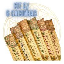 Kit 6 Incensos Indiano Goloka Vareta Linha Natural