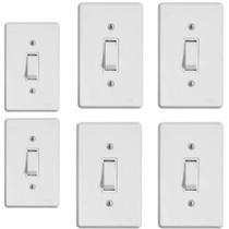 Kit 6 Interruptores Paralelos 4x2 Placa Pratika 6A 250V Elétrica Obra Luz Residencial Instalação