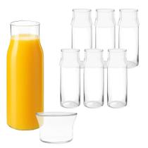 Kit 6 Jarra Decanter Moringa 400ml Com Copo 110ml Água Suco Transparente Resistente Kit 6 Jarra Decanter Moringa 400ml Com Copo 110ml Água Suco Transparente Resistente