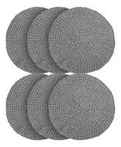 Kit 6 Jogo Americano Cinza 38cm Fibra Natural Mesa Posta Kit 6 Jogo Americano Cinza 38cm Fibra Natural Mesa Posta