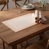 Kit 6 Jogo de Mesa Americano Retangular Mimo Style Classic Bege e Creme