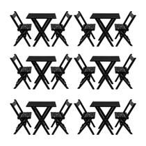 Kit 6 Jogos De Mesa Aparador Bar Dobrável Com 2 Cadeiras Em Madeira Maciça - Preto