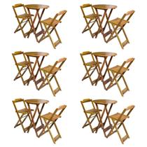 Kit 6 Jogos de Mesa Bistrô de Madeira com 2 Cadeiras Dobravel Ideal para Bar e Restaurante Mel
