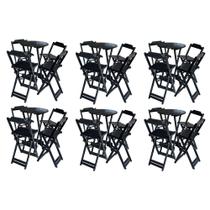 Kit 6 Jogos de Mesa Bistrô de Madeira com 4 Cadeiras Dobravel Ideal para Bar e Restaurante Preto Kit 6 Jogos de Mesa Bistrô de Madeira com 4 Cadeiras Dobravel Ideal para Bar e Restaurante Preto