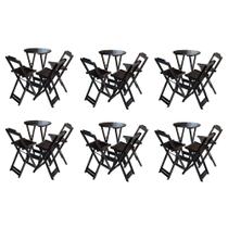 Kit 6 Jogos de Mesa Bistrô de Madeira Dobrável com 3 Banquetas - Tabaco Kit 6 Jogos de Mesa Bistrô de Madeira Dobrável com 3 Banquetas - Tabaco