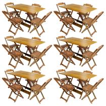 Kit 6 Jogos de Mesa com 4 Cadeiras de Madeira Dobravel 120x70 Ideal para Bar e Restaurante - Mel Kit 6 Jogos de Mesa com 4 Cadeiras de Madeira Dobravel 120x70 Ideal para Bar e Restaurante - Mel