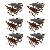 Kit 6 Jogos de Mesa Dobrável 120x70 Imbuia com 4 Cadeiras