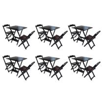 Kit 6 Jogos De Mesa Dobravel Com 2 Cadeiras De Madeira 70x70 Ideal Para Bar E Restaurante - Marrom Kit 6 Jogos De Mesa Dobravel Com 2 Cadeiras De Madeira 70x70 Ideal Para Bar E Restaurante - Marrom