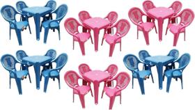 Kit 6 Jogos Mesas Cadeiras Infantil Estudo Creche Azul/rosa - ANTARES