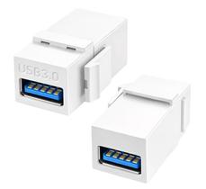 Kit 6 Keystone Emenda Usb 3.0 Embutir Painel Tomada branco