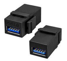 Kit 6 Keystone Emenda Usb 3.0 Embutir Painel Tomada Preto