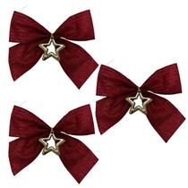 Kit 6 Laços Vermelho C/ Estrela 10cm Enfeite Árvore De Natal Kit 6 Laços Vermelho C/ Estrela 10cm Enfeite Árvore De Natal