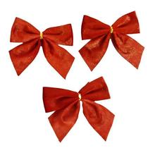 Kit 6 Laços Vermelho Glitter 10cm Enfeite Árvore De Natal Kit 6 Laços Vermelho Glitter 10cm Enfeite Árvore De Natal