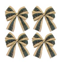 Kit 6 Laços Xadrez Verde Decoração Guirlanda Árvore Natal