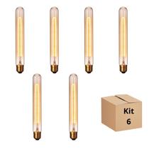 Kit 6 Lâmpada Filamento Carbono T30 40w Branco Quente Kit 6 Lâmpada Filamento Carbono T30 40w Branco Quente