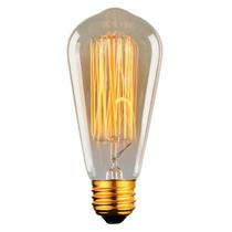 Kit 6 Lâmpada Filamento de Carbono Retrô ST64 40w Vintage 2400K Amarelo Âmbar