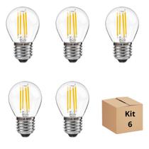 Kit 6 Lâmpada Filamento Led G45 4w 2700k Branco Neutro