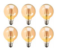 Kit 6 Lâmpada Filamento LED Globo G80 4W AMBAR 2200K BIVOLT