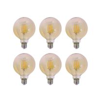 Kit 6 Lâmpada Filamento Led Vintage Redonda G95 4W Gold