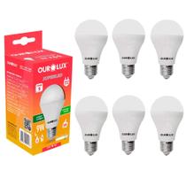 Kit 6 Lâmpada Led Bulbo 9w Branco Frio (6500k) - Ourolux