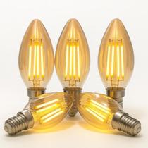 Kit 6 Lâmpada Led Filamento Vela Chama 4w E14 2200k 220V