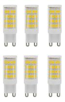 Kit 6 Lâmpada Led G9 5w 3000k Bivolt Halopin Bipino Amarela Branco Quente Lustres Arandela Abajur Pendente Armário Luminária de Parede Luz