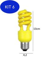 Kit 6 Lampada Megaforth Linha Decorativa Amarela 16W 127V