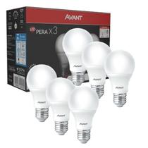 Kit 6 Lâmpadas Led Avant 6500k 7w Bivolt E27 Branco Frio