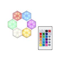 Kit 6 Lâmpadas Led Colmeia Decoração RGB Controle Remoto