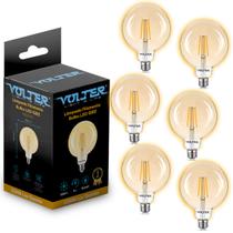 Kit 6 Lâmpadas led filamento retro E27 G80 4w 360lm biv 2200k Volter