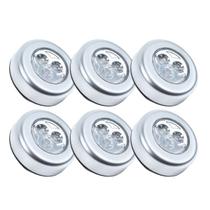 Kit 6 Lâmpadas Luminárias Adesivo Colante Toque Sem Fio Led