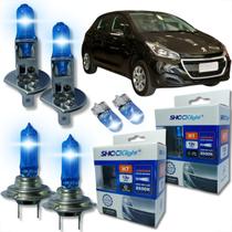 Kit 6 lâmpadas super brancas 8500k farol alto baixo e lanterna h7 h1 t10 duplo foco kit shocklight