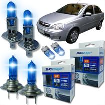 Kit 6 lâmpadas super brancas 8500k farol alto baixo e lanterna h7 h1 t10 duplo foco kit shocklight