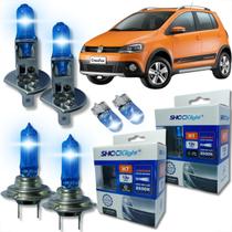 Kit 6 lâmpadas super brancas 8500k farol alto baixo e lanterna h7 h1 t10 duplo foco kit shocklight