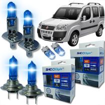 Kit 6 lâmpadas super brancas 8500k farol alto baixo e lanterna h7 h1 t10 duplo foco kit shocklight