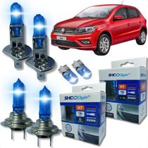 Kit 6 lâmpadas super brancas 8500k farol alto baixo e lanterna h7 h1 t10 duplo foco kit shocklight