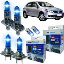 Kit 6 lâmpadas super brancas 8500k farol alto baixo e lanterna h7 h1 t10 duplo foco kit shocklight