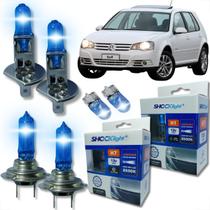 Kit 6 lâmpadas super brancas 8500k farol alto baixo e lanterna h7 h1 t10 duplo foco kit shocklight
