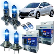 Kit 6 lâmpadas super brancas 8500k farol alto baixo e lanterna h7 h1 t10 duplo foco kit shocklight