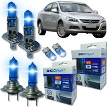 Kit 6 lâmpadas super brancas 8500k farol alto baixo e lanterna h7 h1 t10 duplo foco kit shocklight