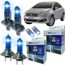 Kit 6 lâmpadas super brancas 8500k farol alto baixo e lanterna h7 h1 t10 duplo foco kit shocklight