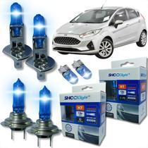 Kit 6 lâmpadas super brancas 8500k farol alto baixo e lanterna h7 h1 t10 duplo foco kit shocklight